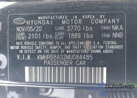 2021 Hyundai Venue Se from USA, damaged, VIN KMHRB8A32MU084485